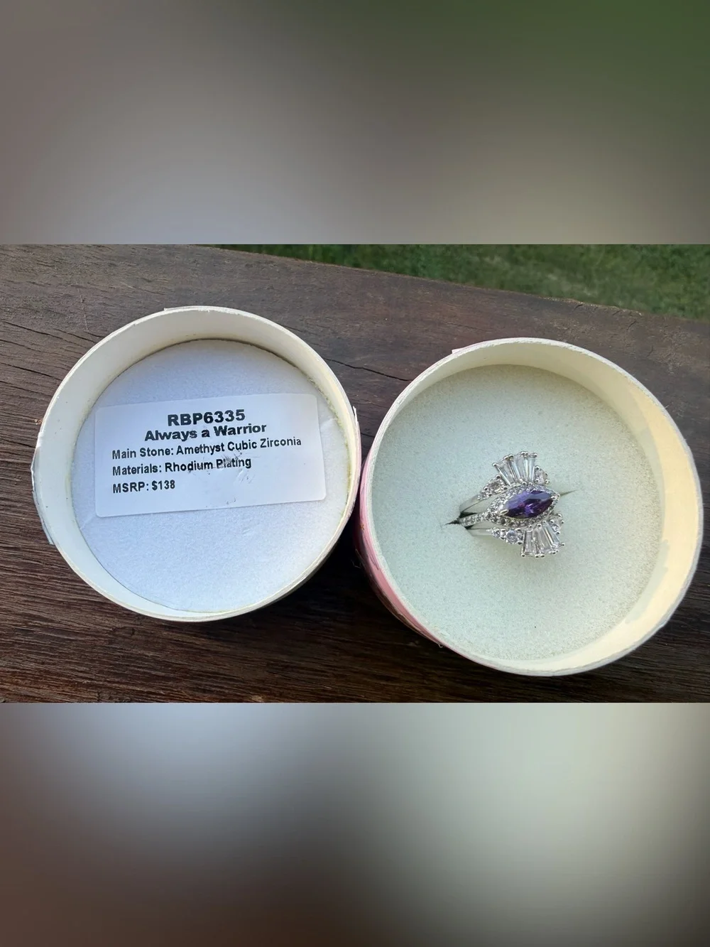 Bomb Party Ring Lymphoma Awareness Always A Warrior RBP6335 Size 5 New Amethyst